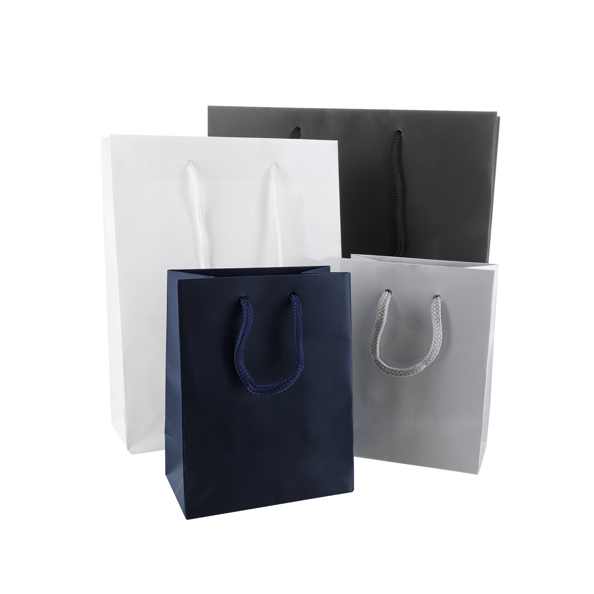 Black Mini Paper Bag with Handle W:6.9in Gusset:3.5in H:9.1in - 500 pcs -  BioandChic